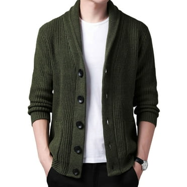 M&S&W Men Stand Collar Long Sleeve Cable Knit Cardigan Sweater M&S&W Men Stand Collar Long Sleeve Cable Knit Cardigan Sweater